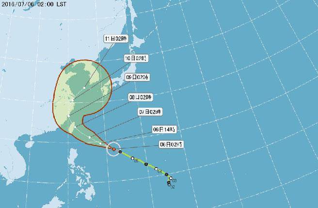 今年第一號臺風尼伯特轉為強臺,恐于宜花登陸。(圖片來源:臺灣中時電子報) 今年第一號臺風尼伯特轉為強臺,恐于宜花登陸。(圖片來源:臺灣中時電子報)